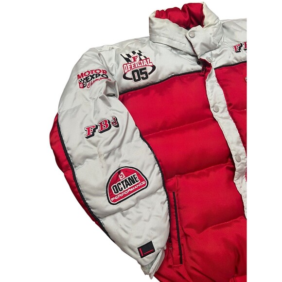 VTG 90s Y2K FUBU Down Racing Puffer Jacket Streetwear XL Red/Gray THE COLLECTION - Picture 12 of 16
